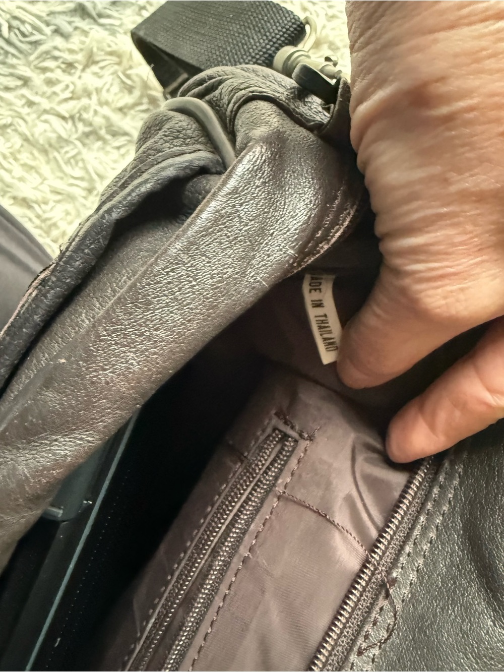 Leather Messenger Bag with padded, adjustable strap. Gender neutral. - Picture 14 of 16